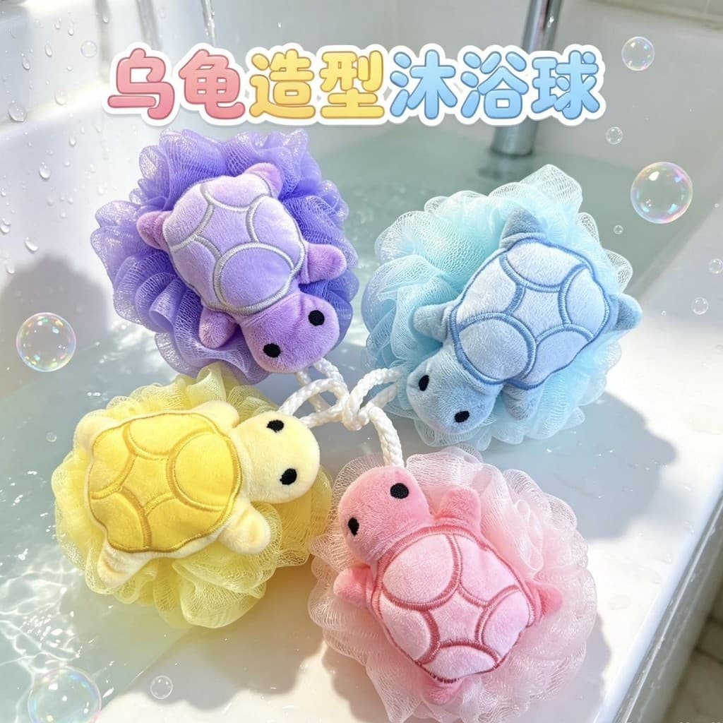 Bola de banho de tartaruga fofa e popular para atacado, brinquedo mágico de banho espumante para crianças, esponja de ba