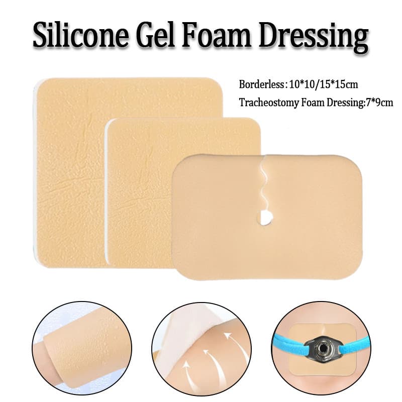 Almofada De Espuma Sem Bordas Em Gel De Silicone , Adesivo Para Cura De Feridas , Traqueostomia , Abertura Serrilhada Ma