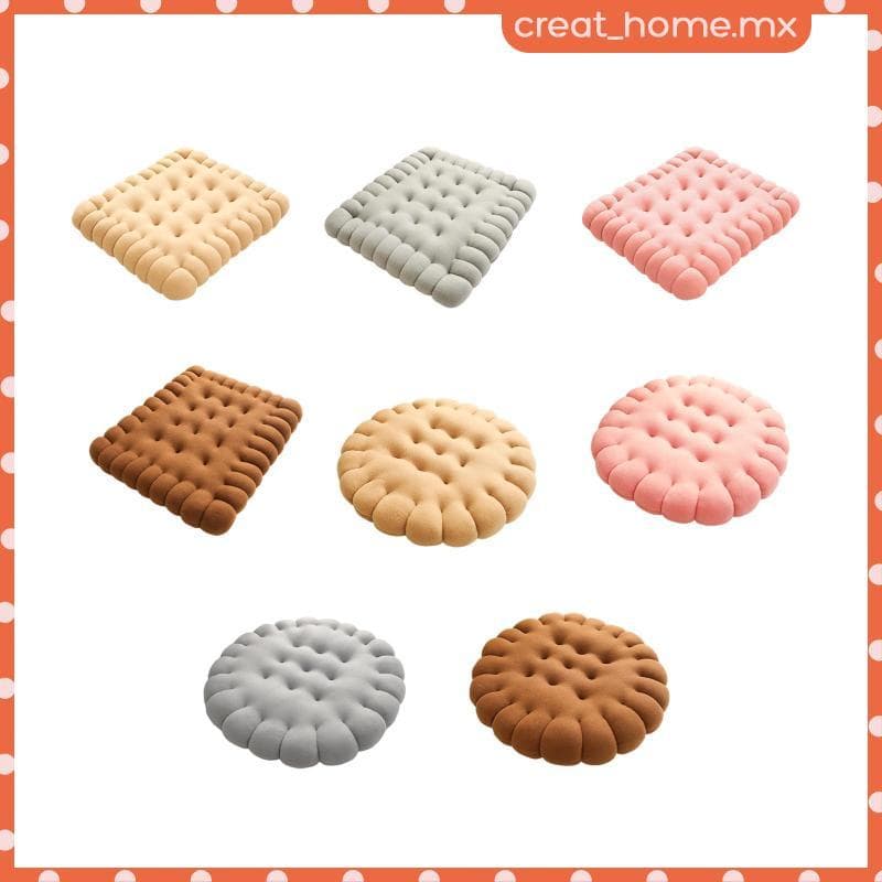 [Creat_home] Almofada De Assento Em Formato De Biscoito Chão De Poliéster Macio Cadeira Grossa Almofadas Decorativas Par