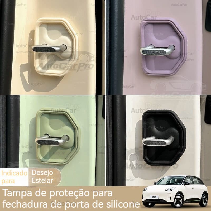 Para Geely EX2 Kit 4 Protetor de Porta de Carro em Silicone Anti-Choque e Anti-Risco - Acessório Automotivo Durável TMJI