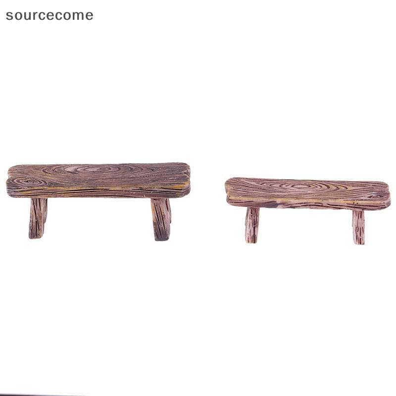 [sourcecome] 2 Peças Mini Banco De Madeira Enfeites Para Casa Estatuetas Faça Você Mesmo Aquário/Decoração De Bonecas Bo