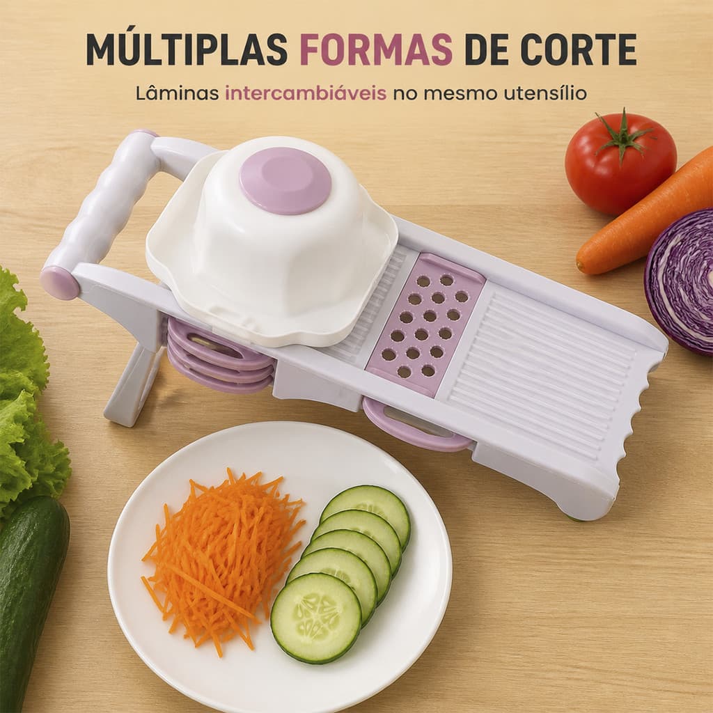 Fatiador de Legumes Manual Ralador Cortador Multifuncional para Frutas Verduras e Vegetais Alimentos
