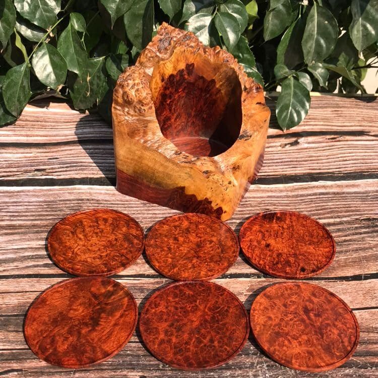 Porta-copos de mogno jacarandá birmanês grande fruta vermelho sândalo Tumor doméstico Anti-escaldante almofada de isolam