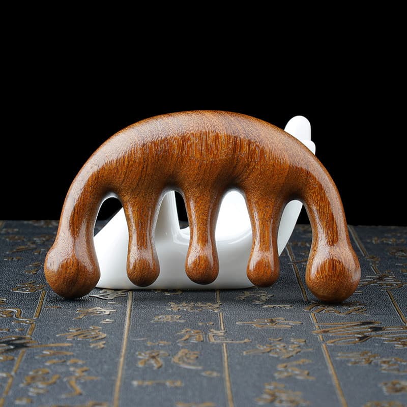 Cabeça massagem pente terapia de cabelo grande dente meridiano pente couro cabeludo dourado sândalo pente senhoras prese