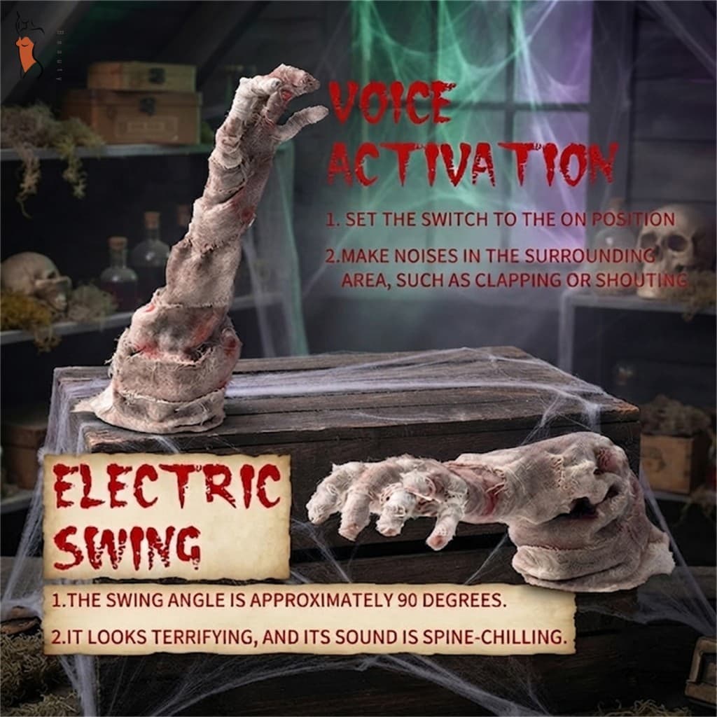 Sensor De Movimento De Halloween , Adereço De Mão Fantasma , Balanço Elétrico , Decoração De Som Assustador Para Festa ,