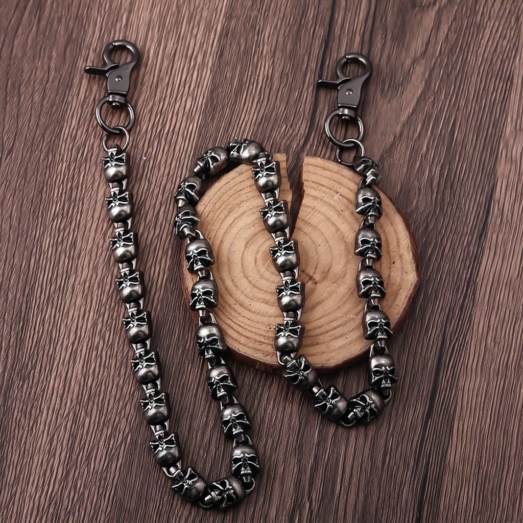 Corrente de Cintura Estilo Punk Fashion com Caveira, Unissex, Hip Hop, Metal Escuro, para Calças Jeans