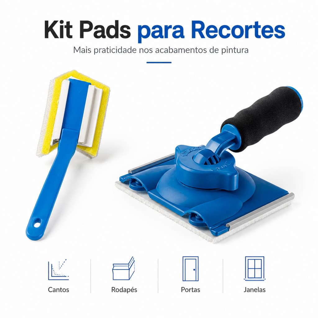 Kit Pad Pintura Recorte Cantos Atlas 2 Peças para Parede Rodapé Porta Janela Tinta PVA Acrílica Esmalte
