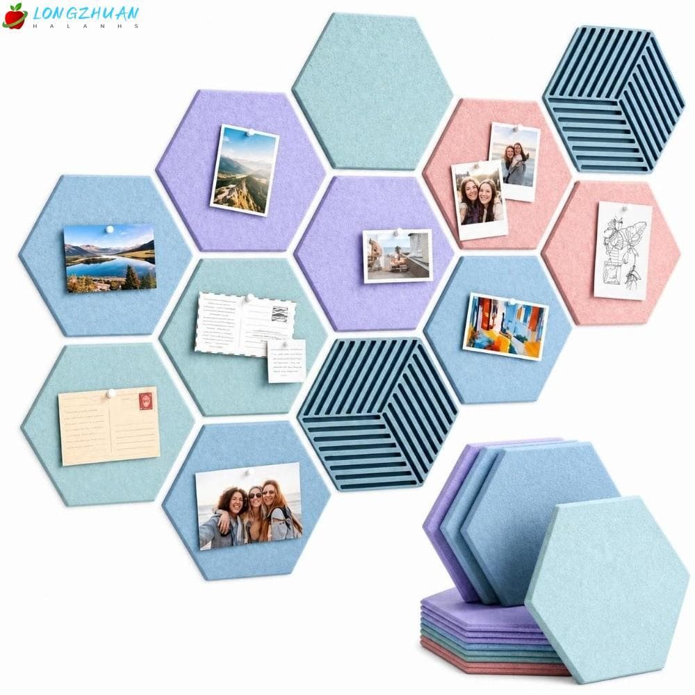 LONNGZHUAN 1 Conjunto De Painel Acústico , Placa De Absorção De Som Hexagonal De Fibra De Poliéster , Decorativa