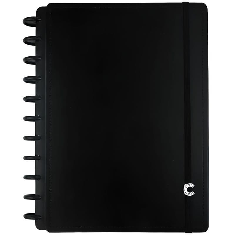 Caderno Disco 10x1 Preto 140 Folhas Grande Universitário Capa Dura | Caderno Smarth | Escolar | Escritório | A4