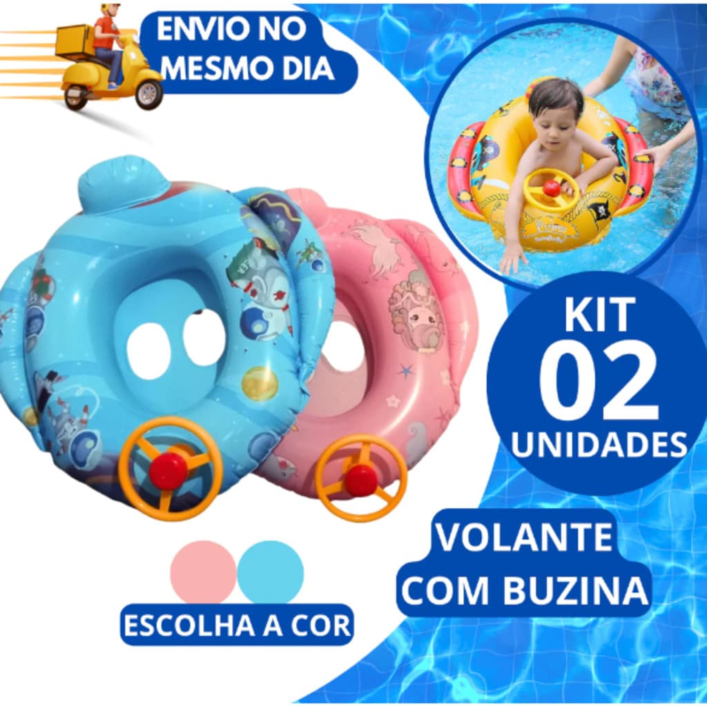 Boia Bote Infantil Inflável Carro Com Volante Buzina Piscina