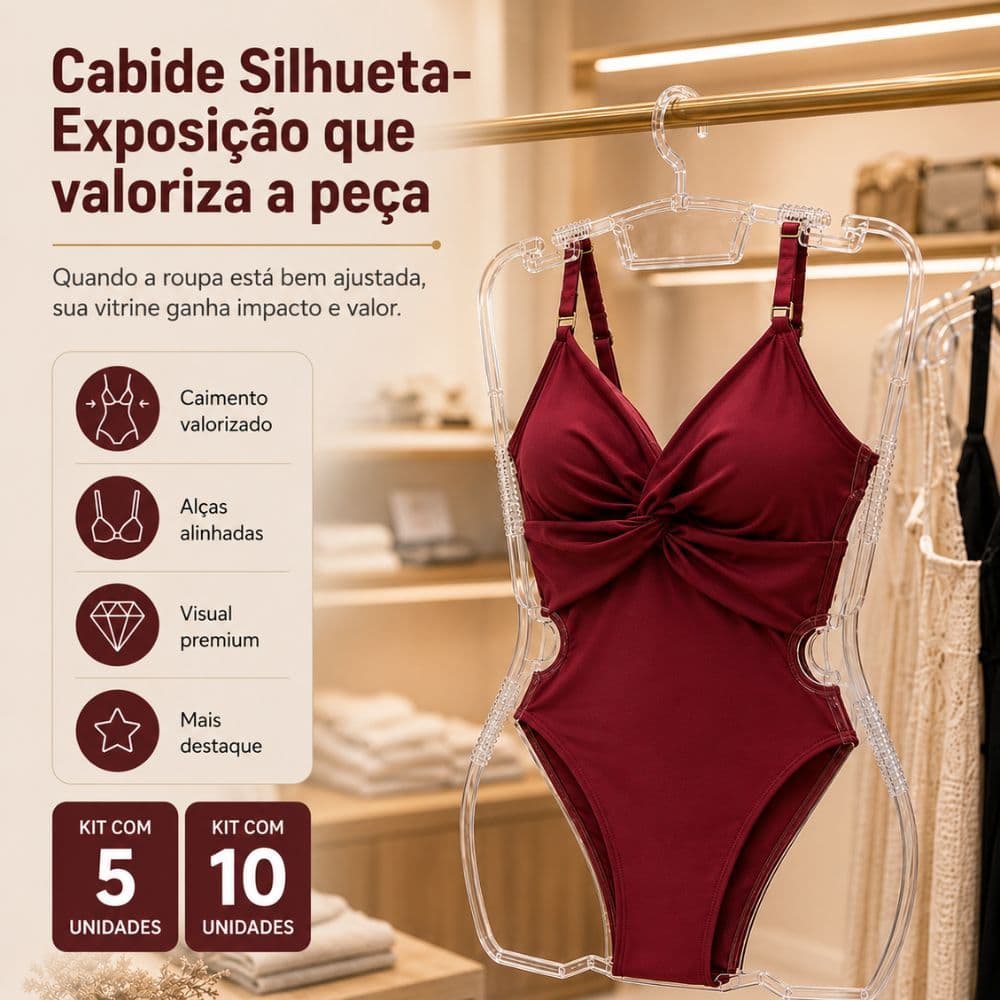 Cabide Acrílico Silhueta Adulto para Exposição de Roupas Loja