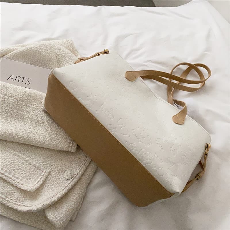 Moda grande capacidade de um ombro bolsa feminina inverno novo estilo na moda versão coreana couro macio em relevo sacol