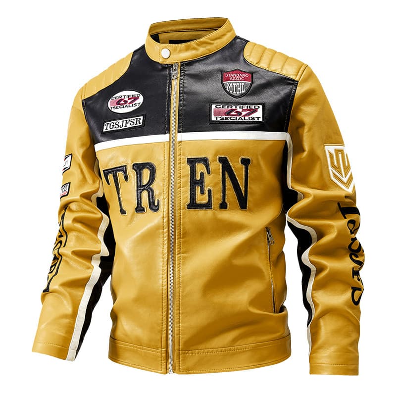 Jaqueta masculina de couro Fashion outono motociclista jaqueta de couro PU