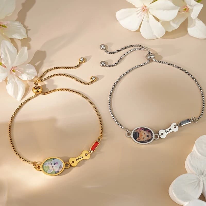 Pulseira Personalizada Para Animais De Estimação , Nomes Personalizados , Cão , Gato , Pedra De Aniversário , Joias Da M