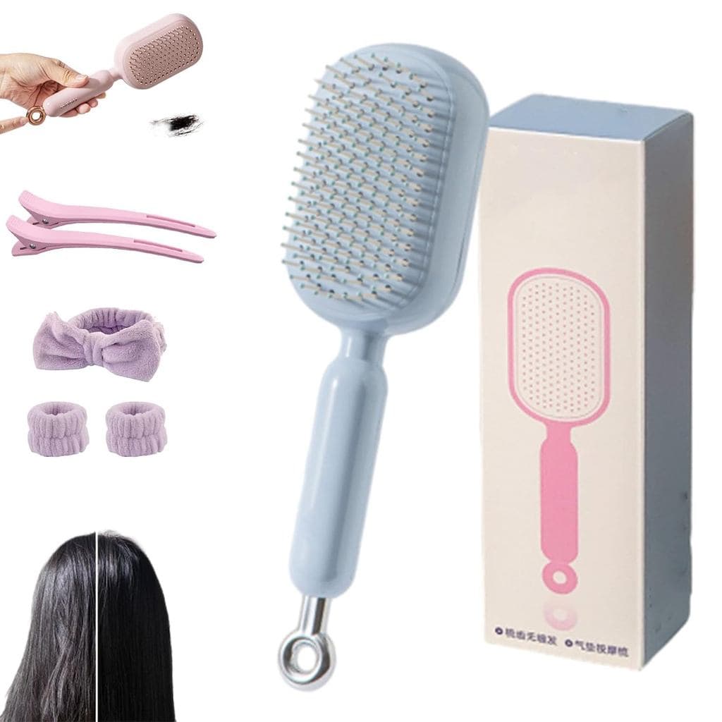 Escova de Massagem Retrátil com Almofada, Escova de Cabelo Retrátil, Escova de Cabelo Antiestática e Autolimpante para T