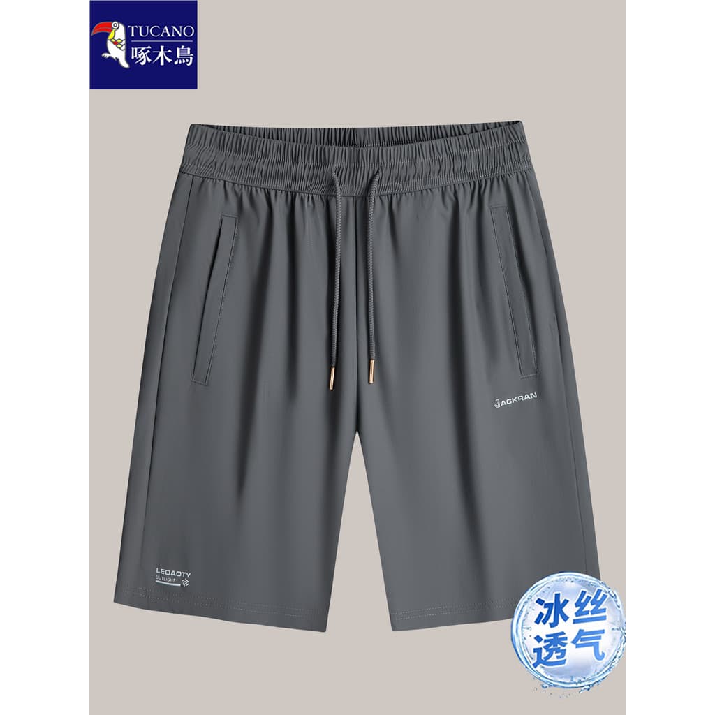 Woodpecker Plus Size Shorts roupas masculinas 2026 verão fino masculino ao ar livre solto correndo esportes de secagem r
