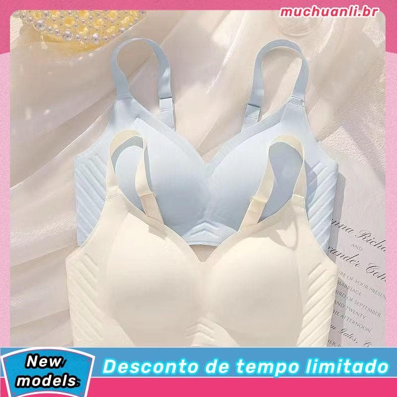 Roupa íntima feminina sem marcação, estilo fino, seios grandes, aparência de seios pequenos, sem anéis de aço, sem marca