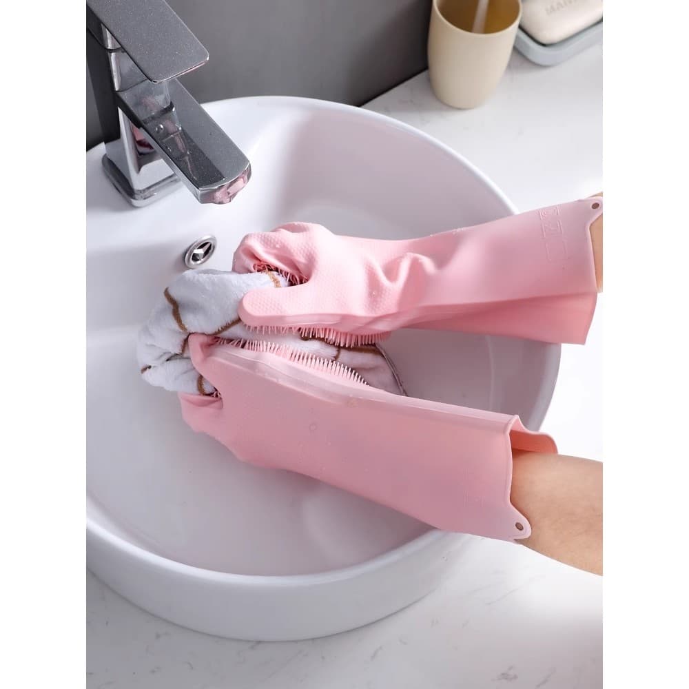 Luvas de lavar louça de cozinha espessadas multifuncional Silicone escova de lavar louça ferramenta útil de limpeza domé