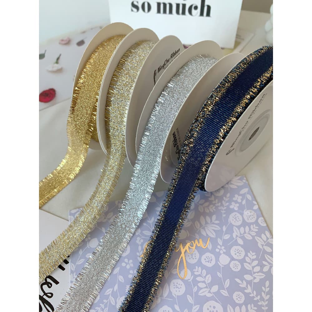 Glitter fita prata cebola seda ano novo presente de natal embrulho fita cozimento buquê decoração fita diy artesanal ace