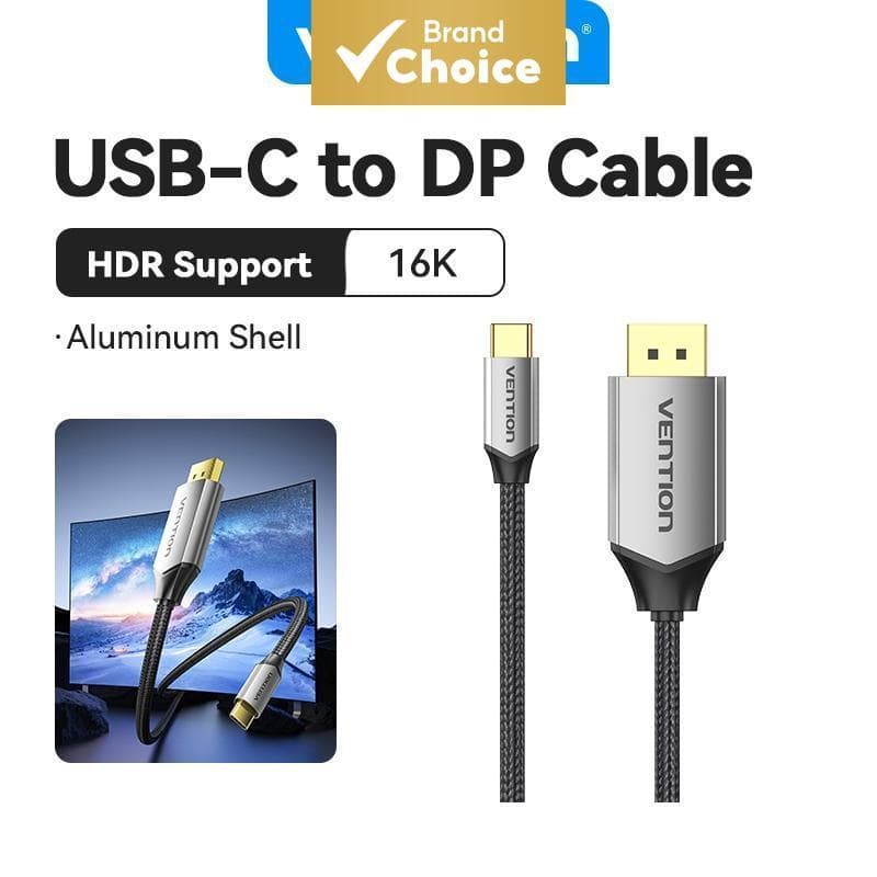 Cabo Vention Tipo C para DisplayPort 2.1 16K HDR Ultra HD para Notebook, PC, TV