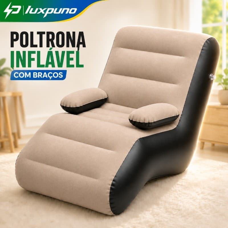 Sofá Inflável Dobrável Impermeável Camping Puff Confortável Grande com Braço  para Aventuras ao Ar Livre