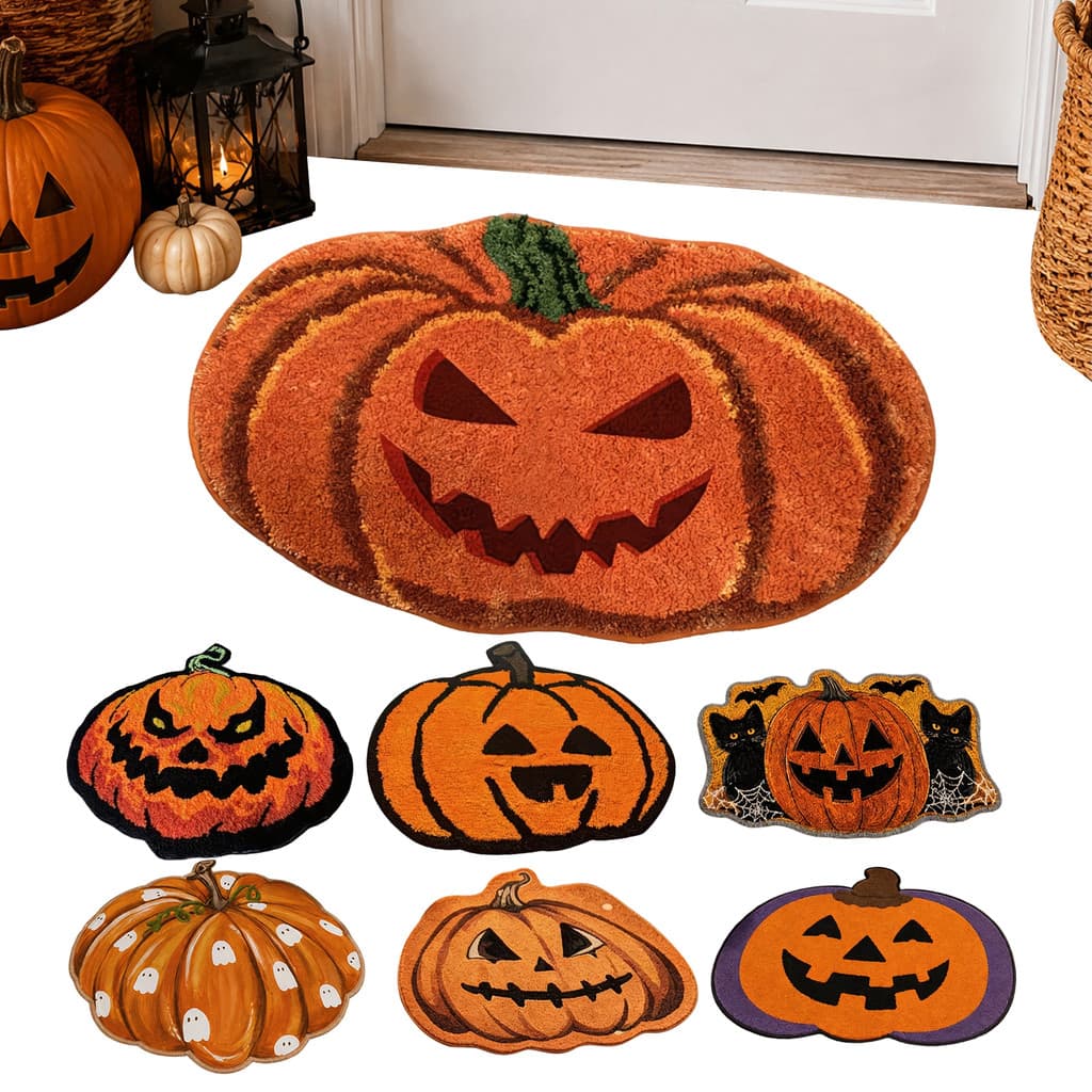 Tapete De Porta Em Formato De Abóbora De Halloween Macio Para Outono Ao Ar Livre Frontal Varanda De Quarto [covdes.br]