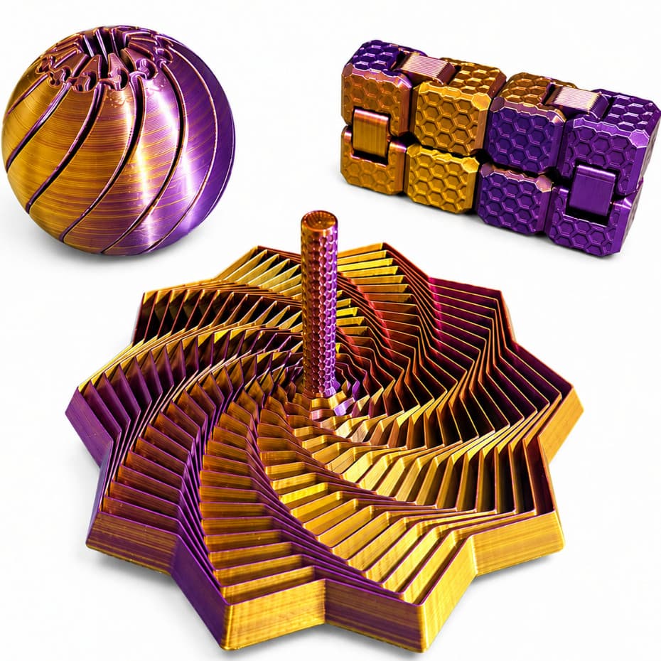 Kit Sensorial 3 em 1 Fidget Toys 3D Bola Estrela Cubo Infinito Anti Stress TDAH TEA Autismo PLA