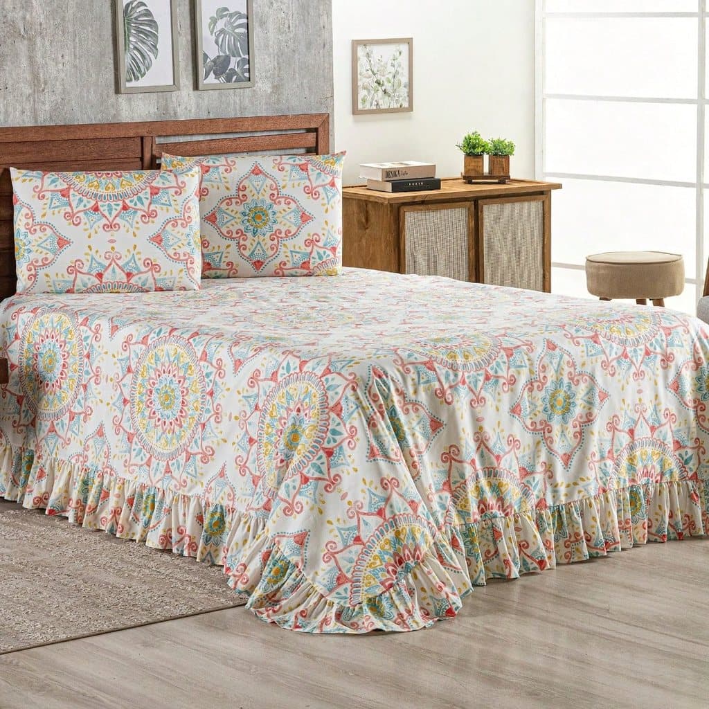 COLCHA C/ BABADO ESTAMPADA