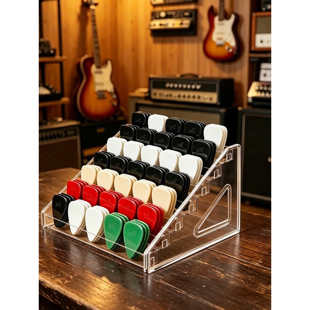 Rack de exibição de seleção, organizador de estilhaços de guitarra, rack de armazenamento em camadas de grande capacidad
