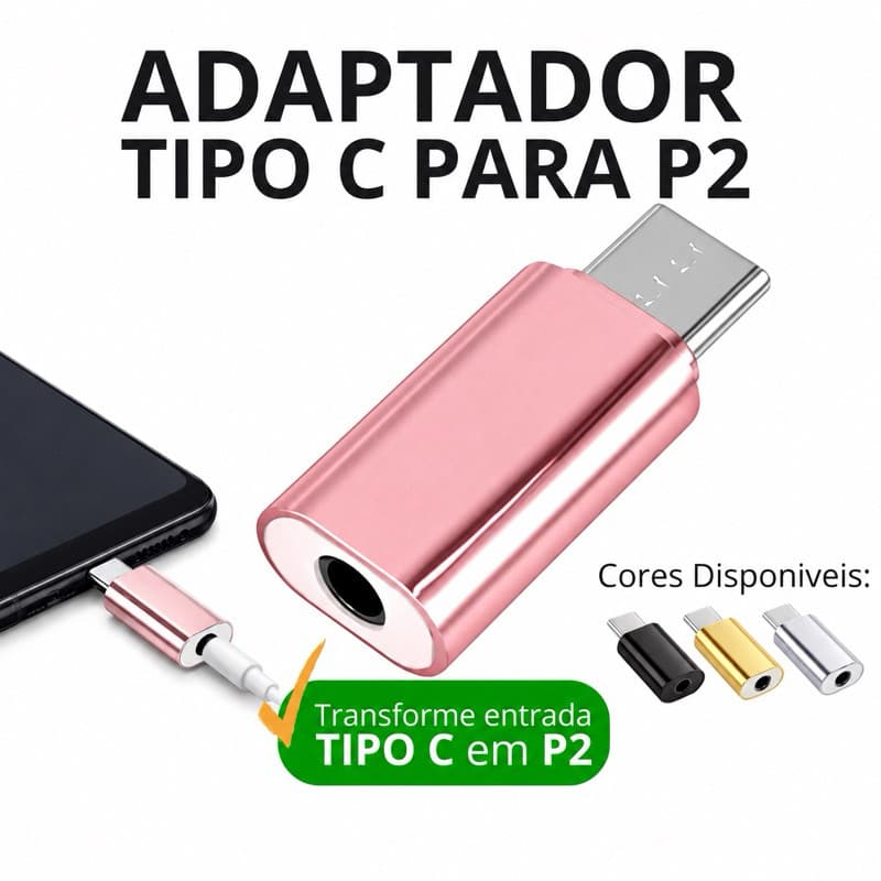Adaptador USB-C para P2 3,5mm para Fone de Ouvido — Confirme a Compatibilidade