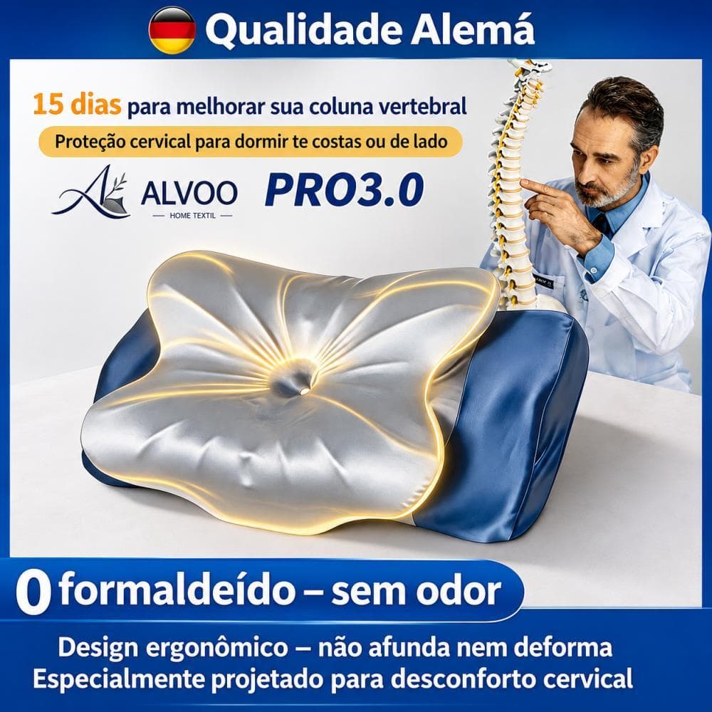 【ALVOO PRO3.0】Travesseiro corretivo para coluna cervical em forma, feito de espuma viscoelástica para aliviar dores