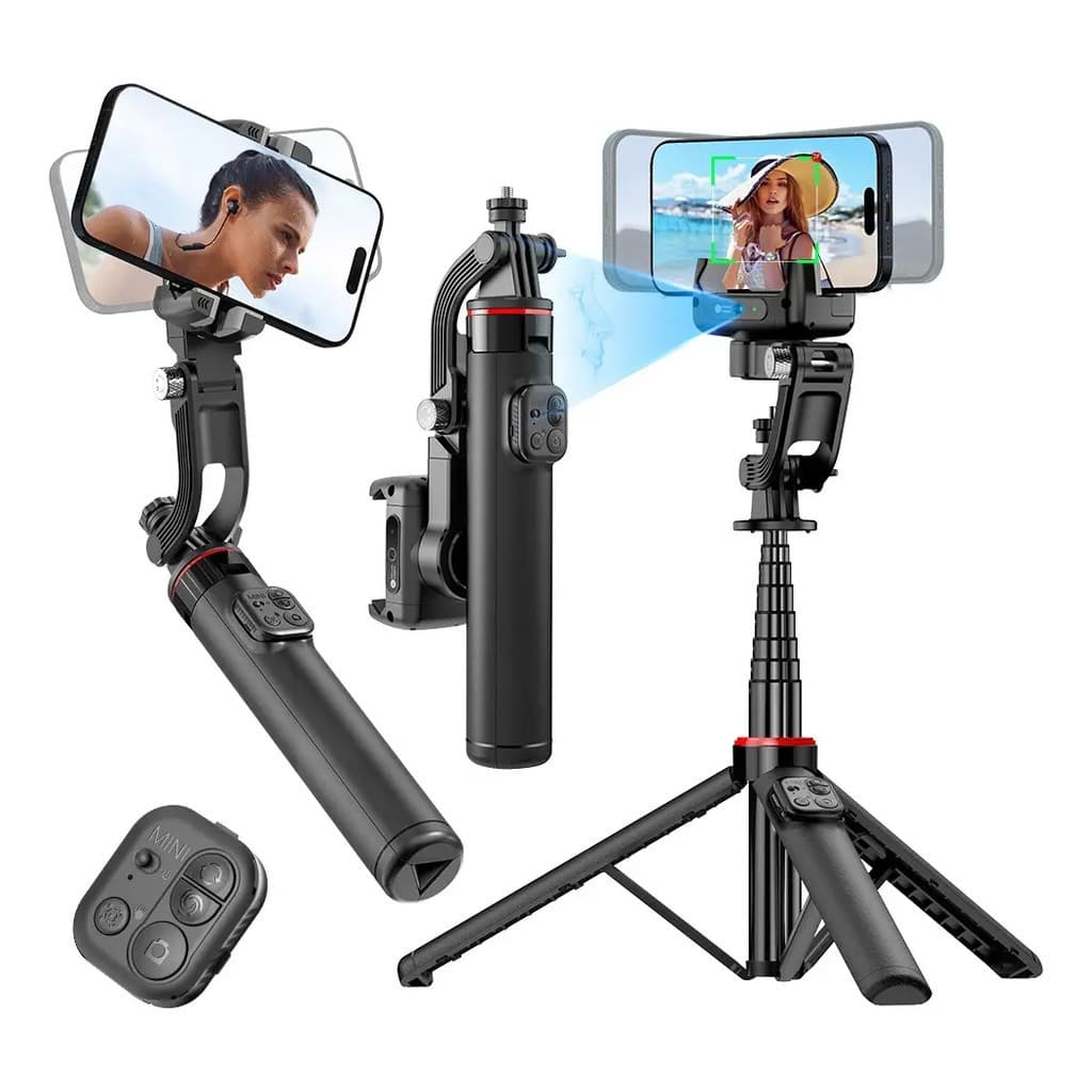 Gimbal Dobrável 360° para Selfie - Estabilizador Portátil com Controle Remoto