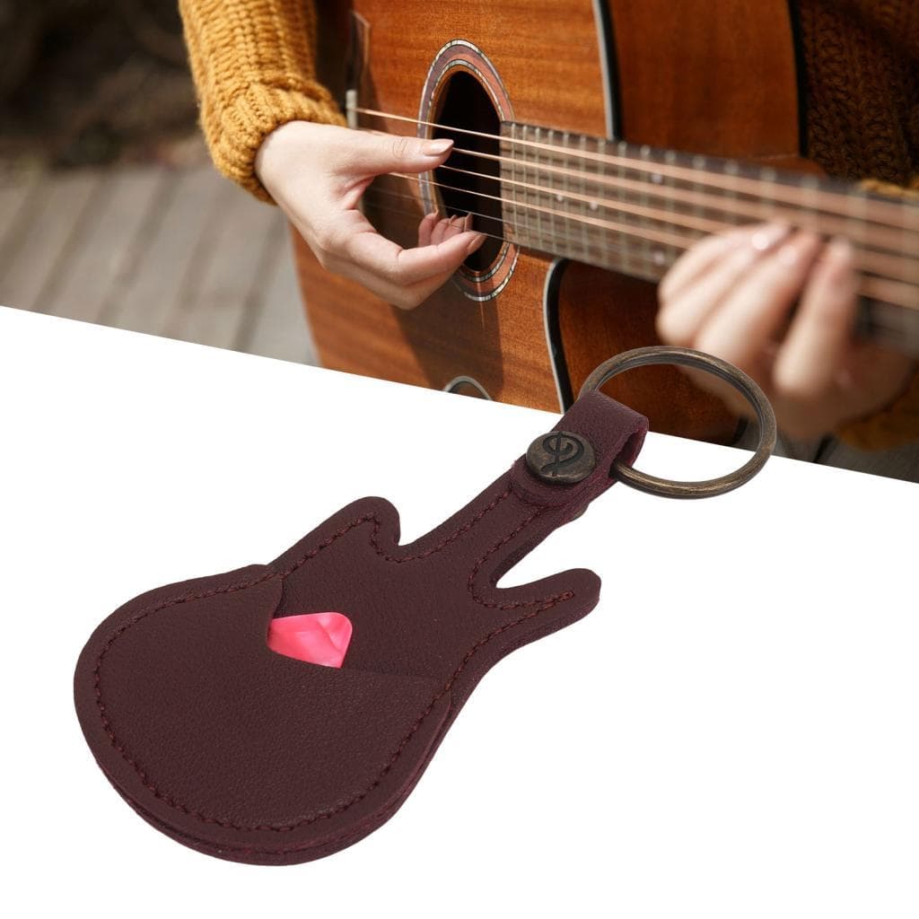 Suporte de palheta de couro Irfora com chaveiro estojo compacto e elegante para guitarristas e tocadores de ukulele vem