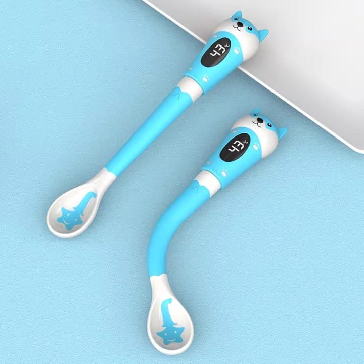 Colher com sensor de temperatura para crianças, colher macia de Silicone para alimentos complementares, utensílios de me