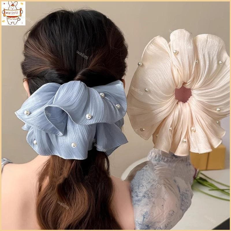 Elástico Malha E Tecido Elegante Decorações Pérolas , Laços Cabelo Camadas Miçangas , Laço Da