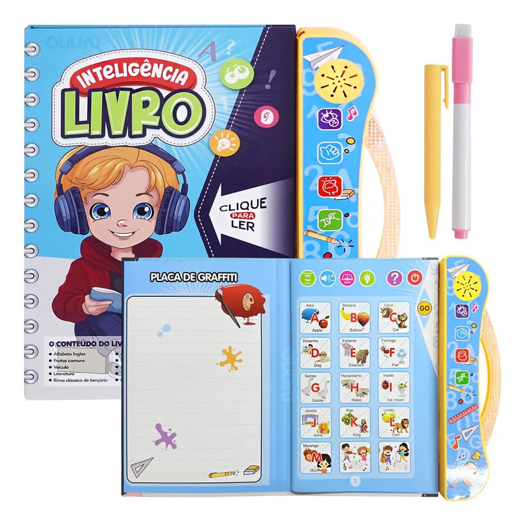 Livro Inteligente Educativo Ingles Portugues Para Crianças