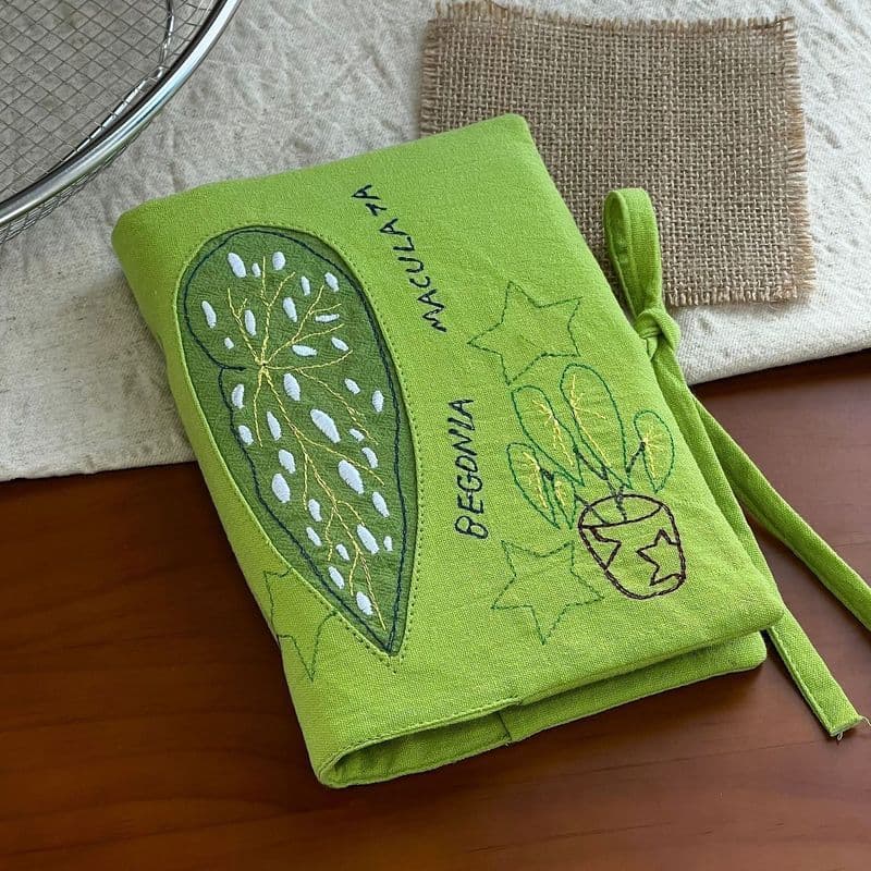 Estoque pronto verão fresco macio tecido verde manual livro roupas série planta caderno capa protetora folhas soltas Ret