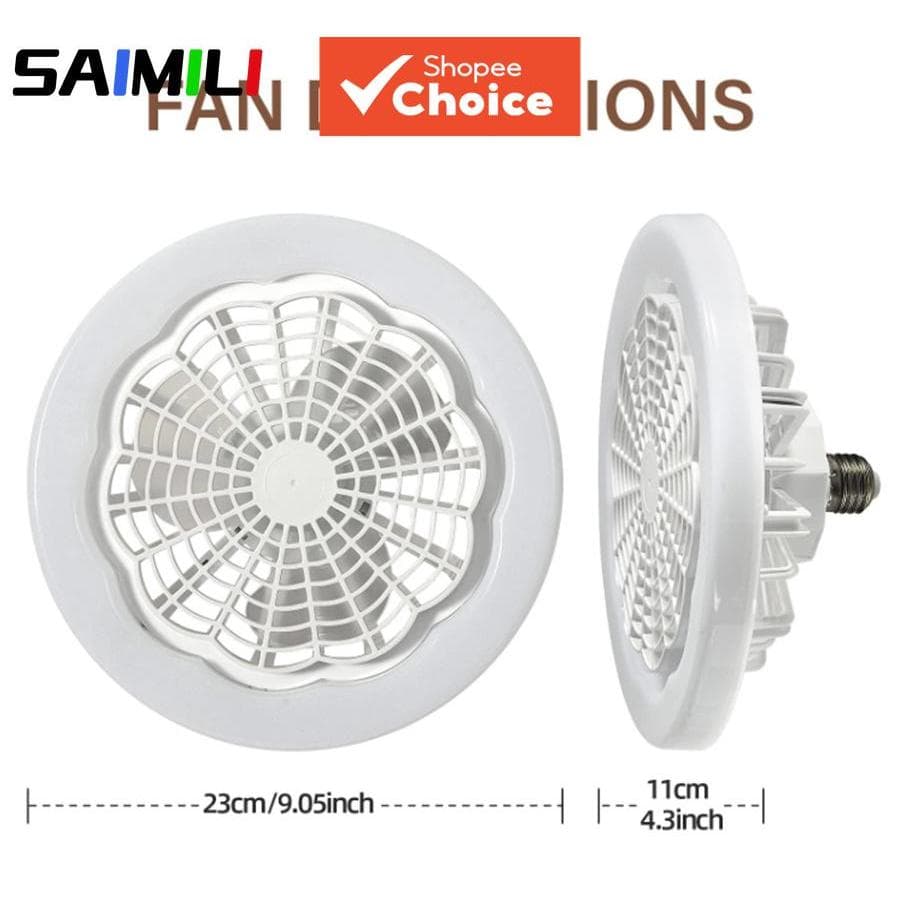 2pcs Ventilador de teto rosqueável UFO inteligente 30W base E27, controle remoto 3 velocidades 3 cores lâmpada LED