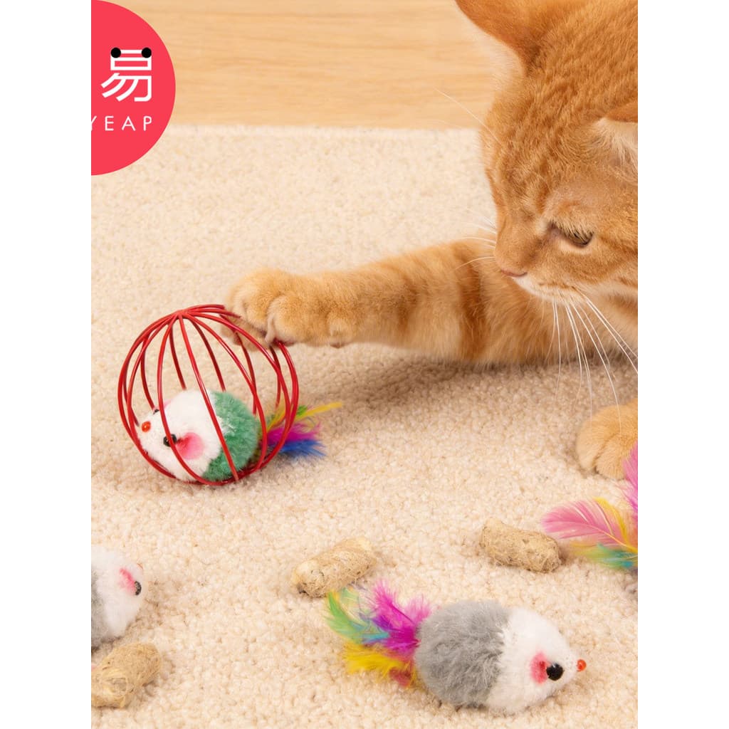Bola de brinquedo para gatos C1zhn001-oco colorido pena gato brinquedo bola provocando bola de gato brinquedo esférico p