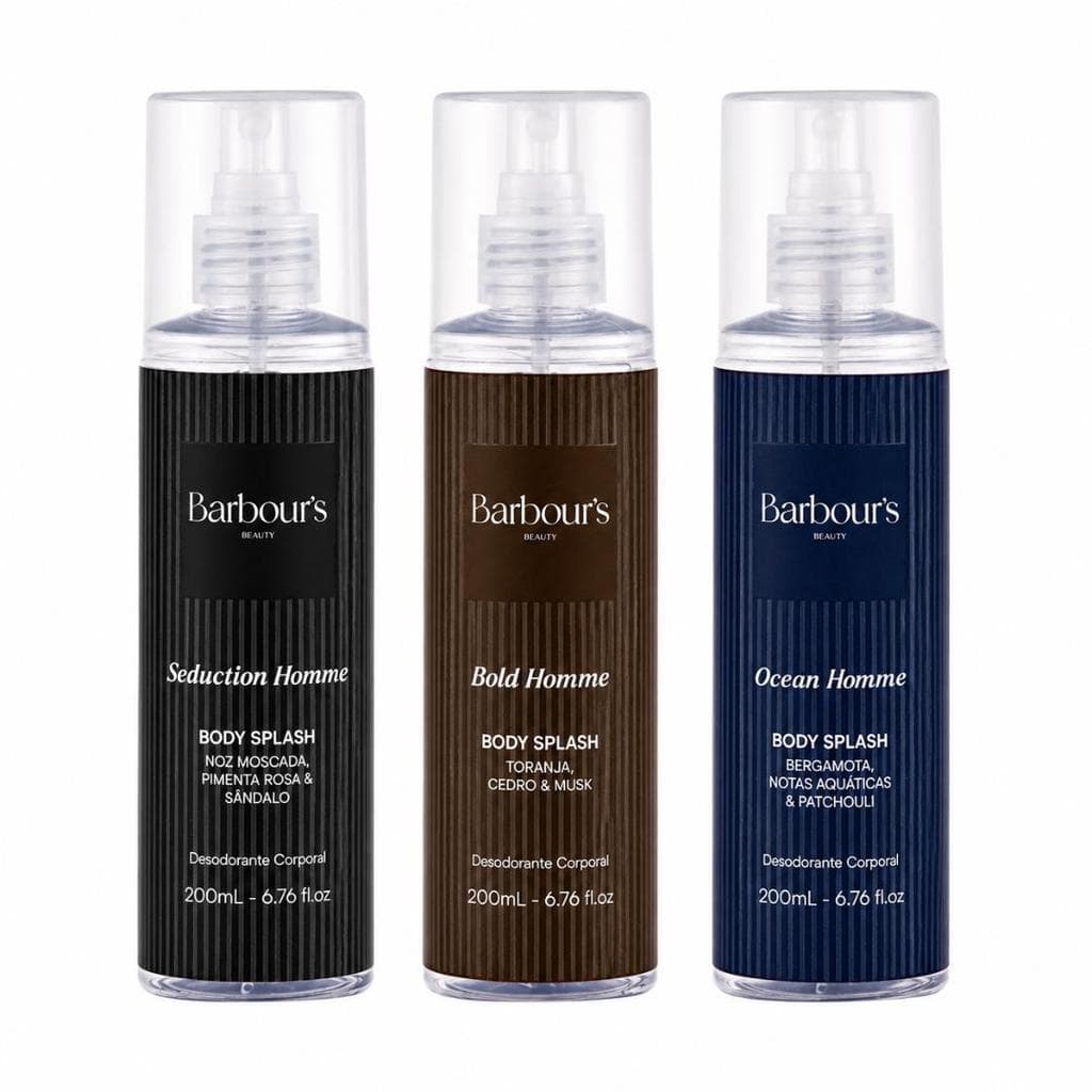 3 Body Splash Homme Barbour's 200ml – Kit Masculino Completo