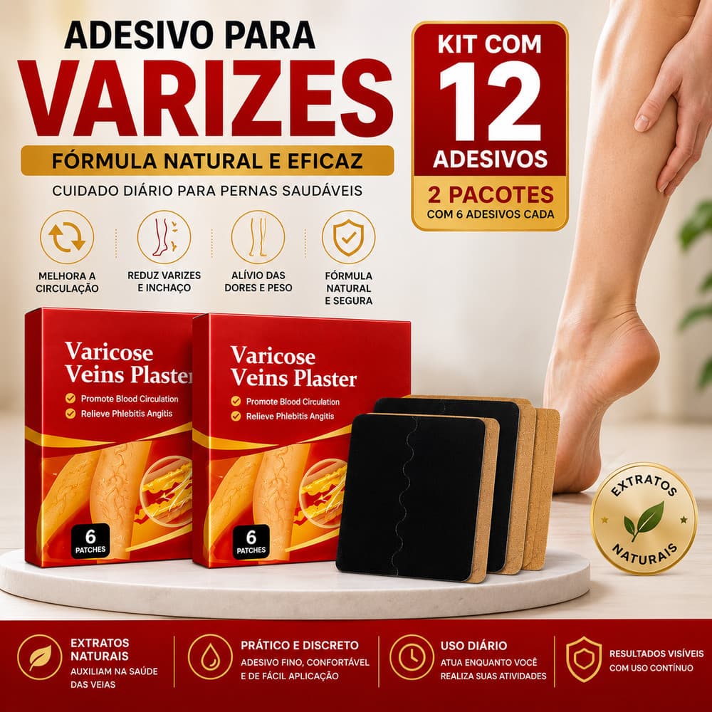 Adesivo Anti Varizes com Extratos Naturais | Alívio Imediato do Inchaço, Dor e Vasos | Pernas Leves e Relaxadas