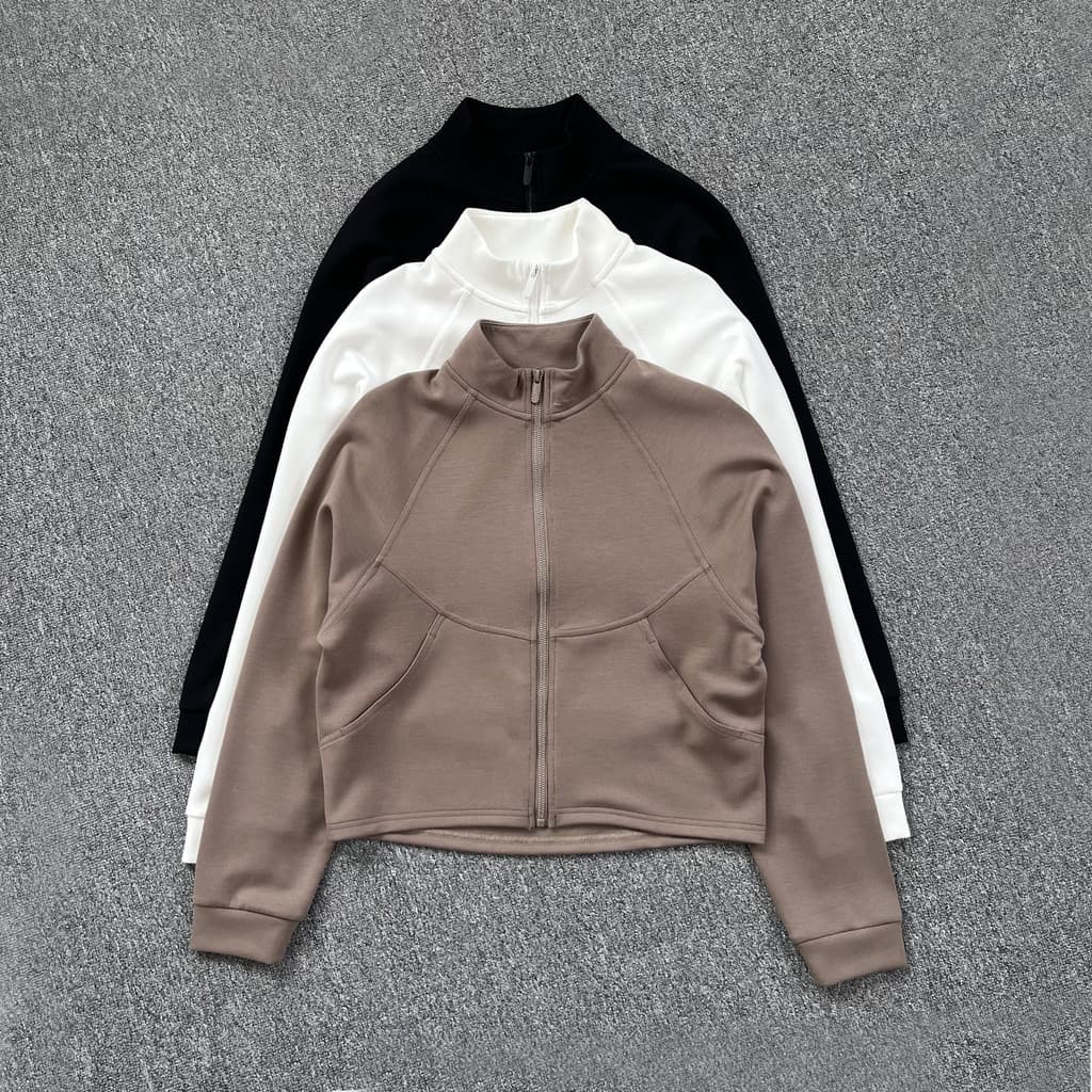 Primavera outono Casual gola alta jaqueta esportiva bolso fino-ajuste mais magro olhar Yoga topo novo estilo zíper Cardi
