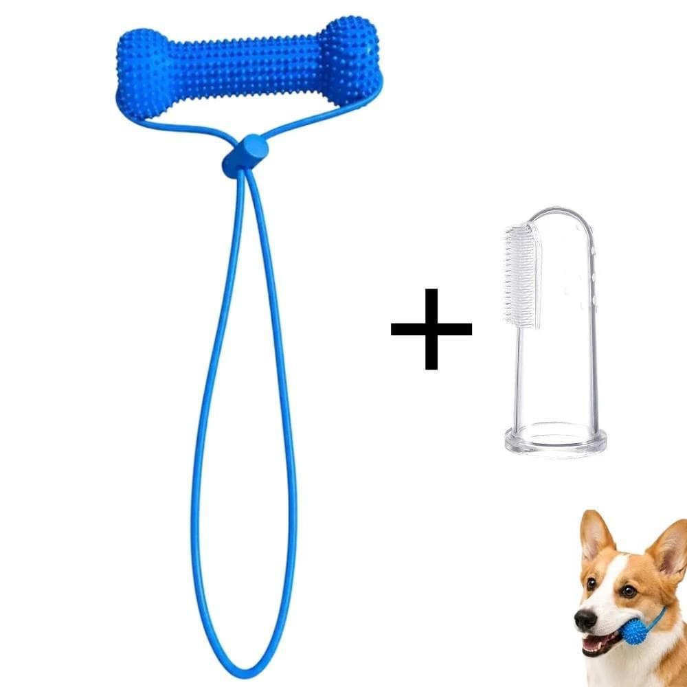 Suporte Canino De Dupla Ação , Com Escova De Dentes De Silicone , Brinquedo Para Mastigar Cachorro Em PVC , Az
