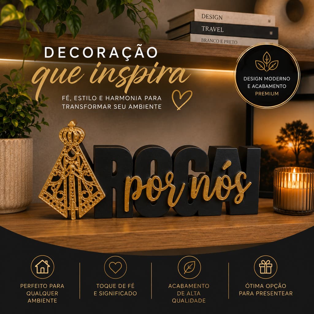 Placa Decorativa Rogai Por Nós Nossa Senhora Aparecida 3D Decoração Católica artigos religiosos de fé