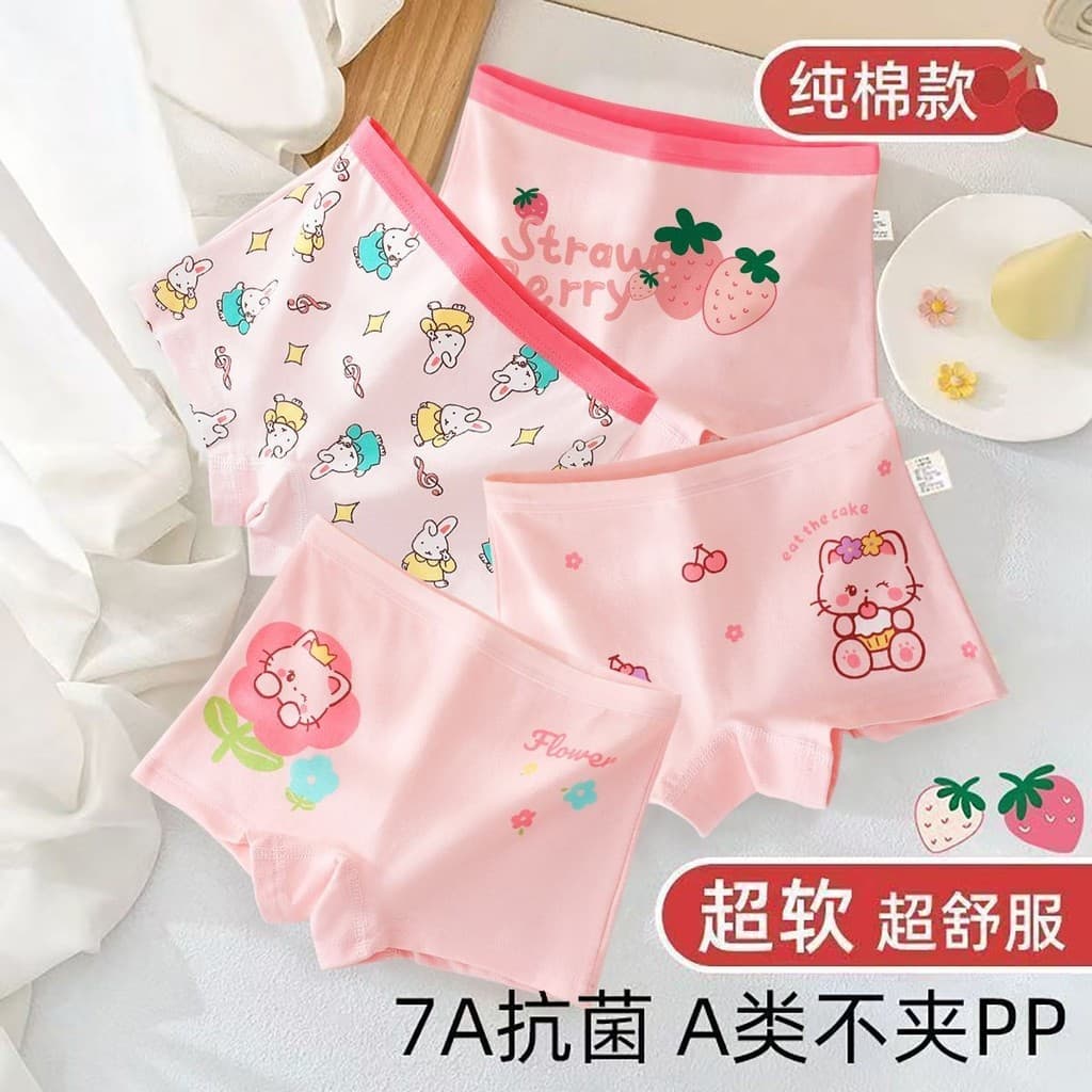 Algodão puro bebê menina crianças médio grande crianças roupa interior Shorts respirável quatro cantos antibacteriano re