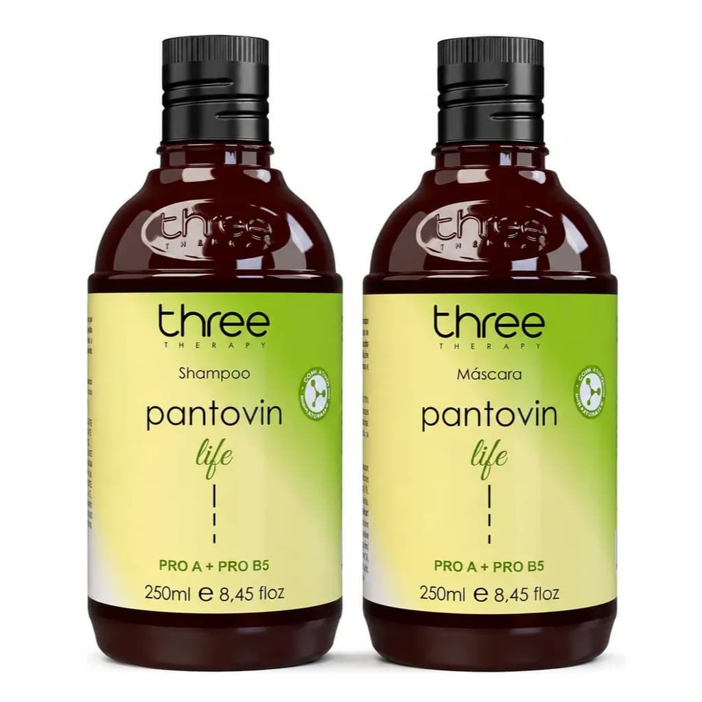 Kit Shampoo Hidratante + Máscara Pró Vitamina B5 Fortalece Os Fios Do Cabelo Pantovin Three Therapy