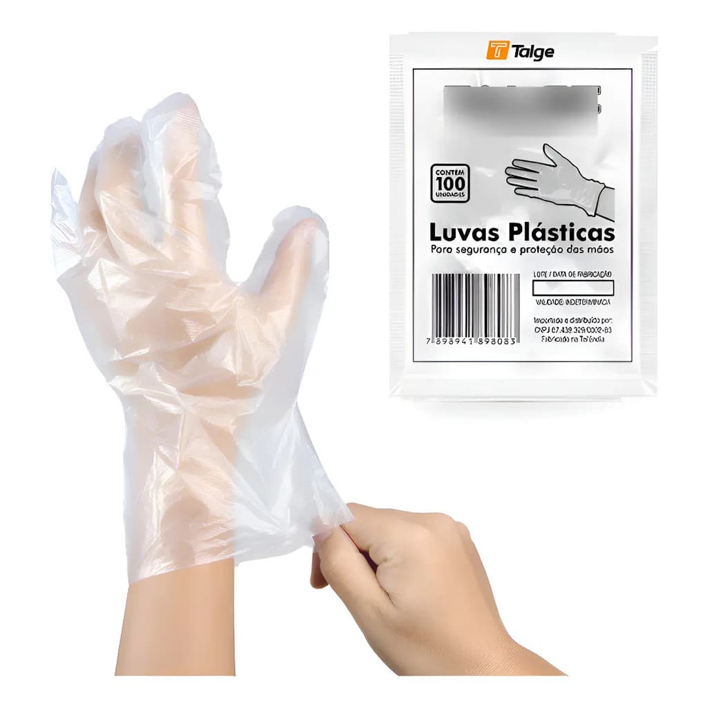 100 Und Luvas Plásticas Descartáveis Tamanho Único Talge premium