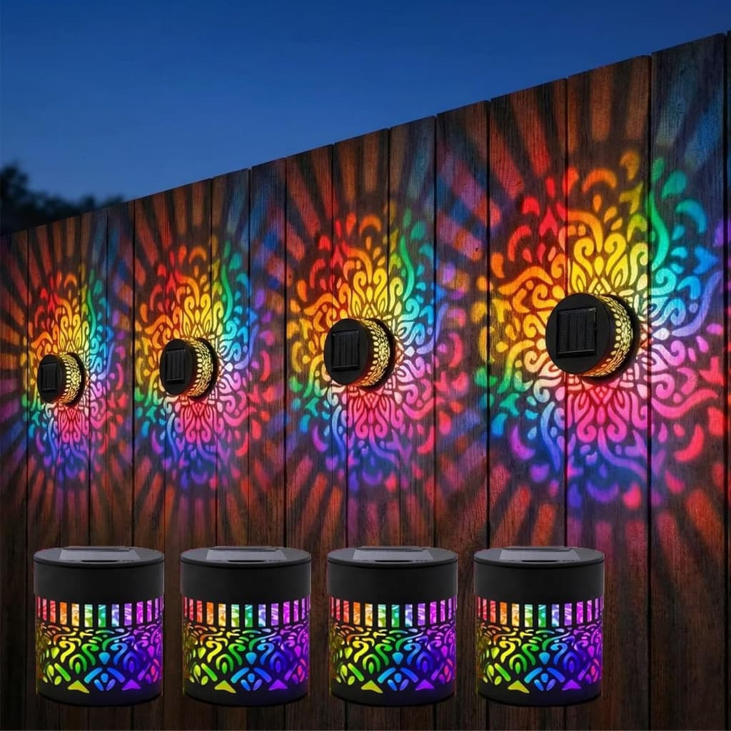 Luminária de jardim solar para exterior, arandela de ferro em mandala, à prova d'água, luminária decorativa para jardim