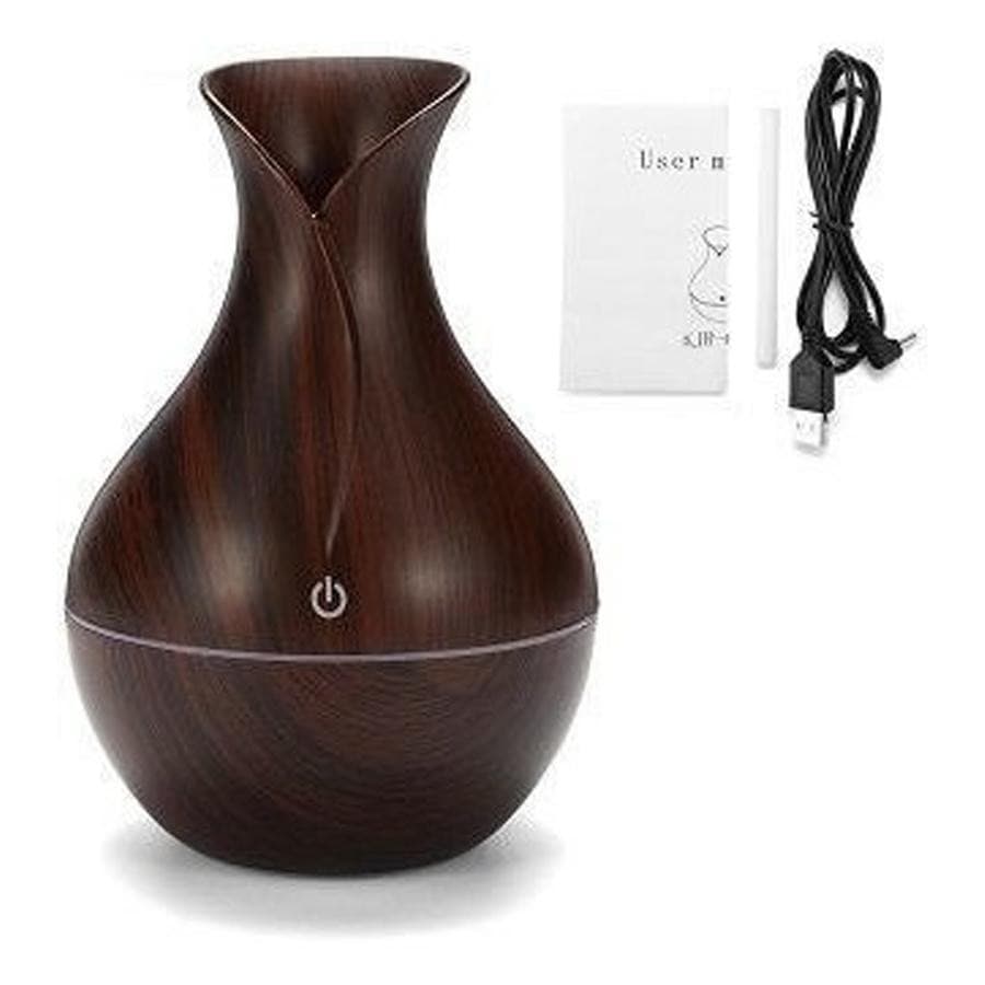Umidificador Purificador Difusor Ultrassônico Marrom Óleos Essenciais Aromaterapia Ambiente Casa Escritório Premium