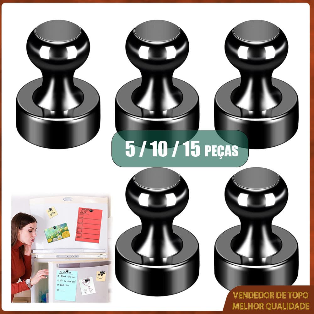 5/10/15pçs Super Forte Ímã De Neodímio Pinos Magnéticos Otário Percevejo Aço Push Pin Para Geladeira Quadro Branco-Preto